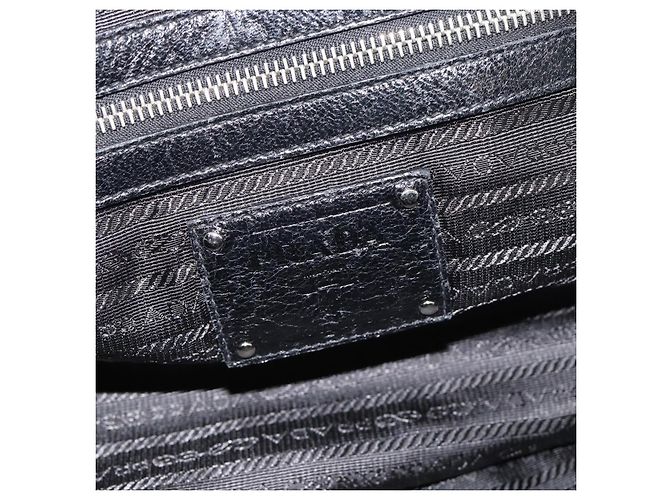 Borsa PRADA in pelle 2way Nera Argento Auth 186264A Nero - vista 21