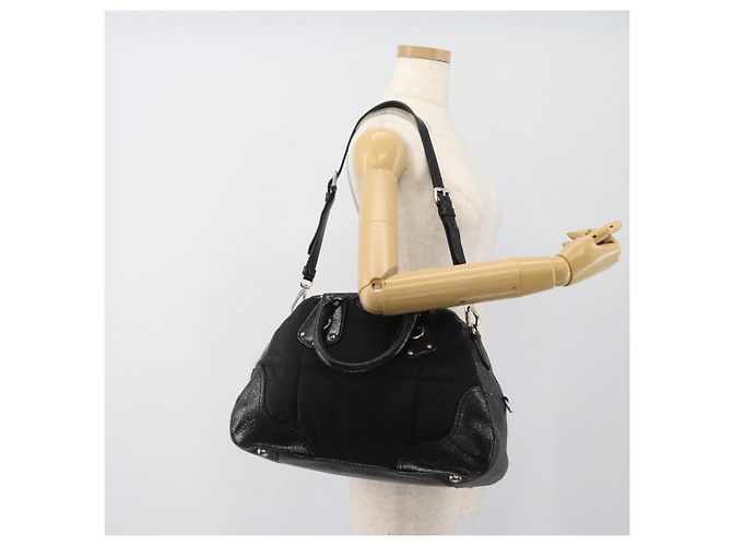 Borsa PRADA in pelle 2way Nera Argento Auth 186264A Nero - vista 26