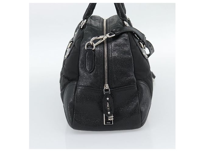 Borsa PRADA in pelle 2way Nera Argento Auth 186264A Nero - vista 3