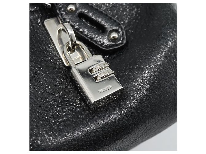 Borsa PRADA in pelle 2way Nera Argento Auth 186264A Nero - vista 5