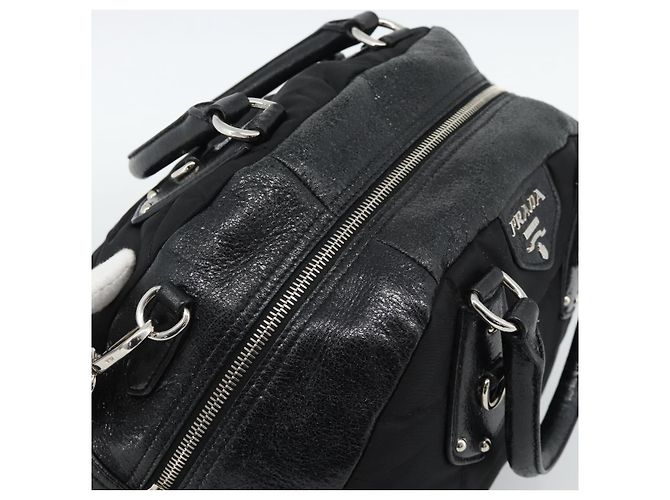 Borsa PRADA in pelle 2way Nera Argento Auth 186264A Nero - vista 8