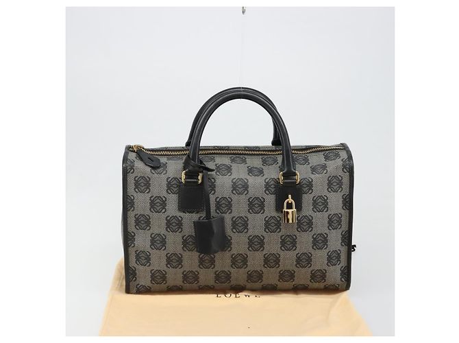 Borsa LOEWE Anagram Amazona 36 in PVC Nero Oro Auth 186081A D'oro - vista 12