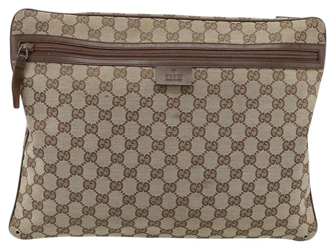 Borsa a Spalla GUCCI GG Canvas Beige Argento 90477 Auth 186195A - vista 13