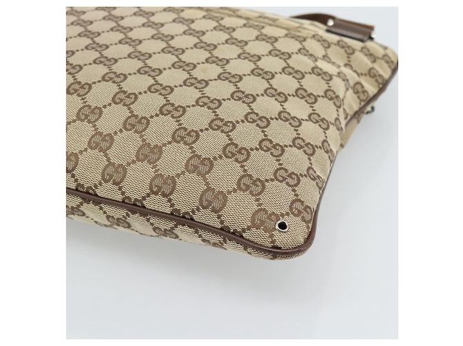 Borsa a Spalla GUCCI GG Canvas Beige Argento 90477 Auth 186195A - vista 15