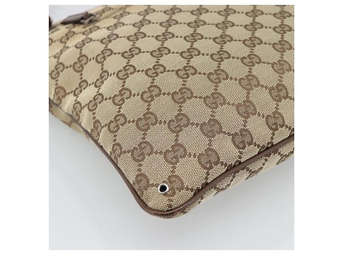 Borsa a Spalla GUCCI GG Canvas Beige Argento 90477 Auth 186195A - vista 16
