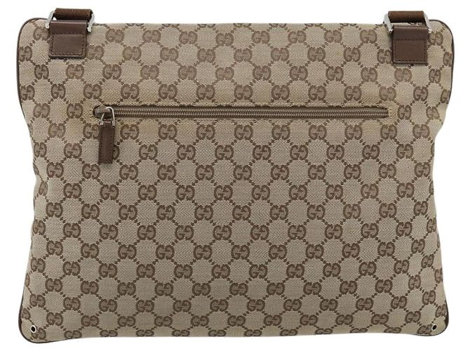 Borsa a Spalla GUCCI GG Canvas Beige Argento 90477 Auth 186195A - vista 2