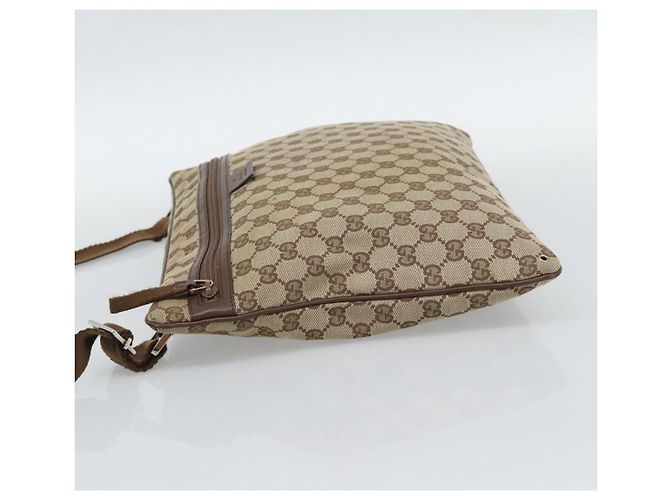 Borsa a Spalla GUCCI GG Canvas Beige Argento 90477 Auth 186195A - vista 3