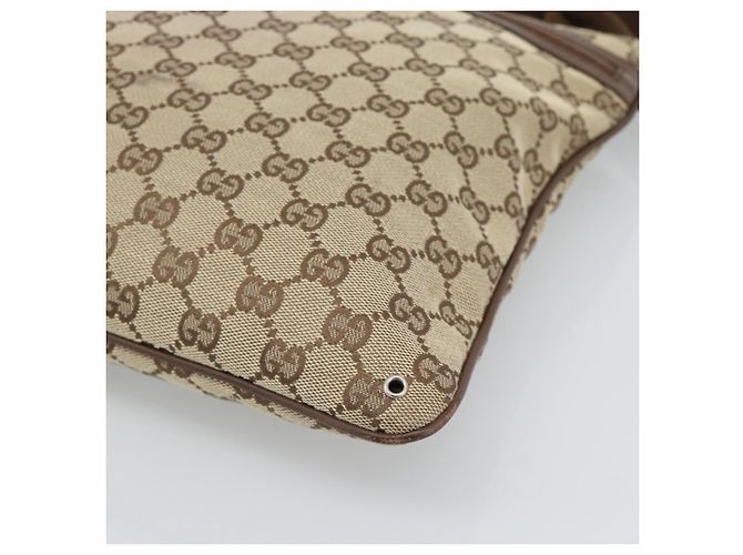 Borsa a Spalla GUCCI GG Canvas Beige Argento 90477 Auth 186195A - vista 9