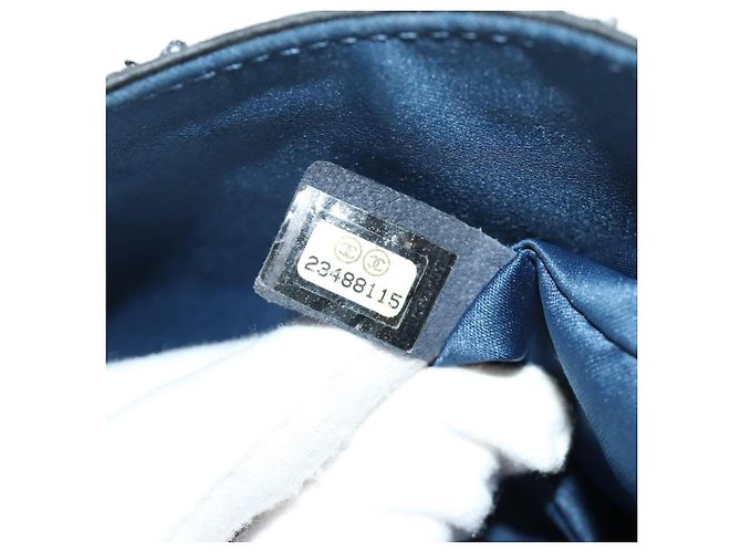 CHANEL Coco Cuba Chain Shoulder Bag Sequin Blue Silver CC Auth 185311SM Argento - vista 11