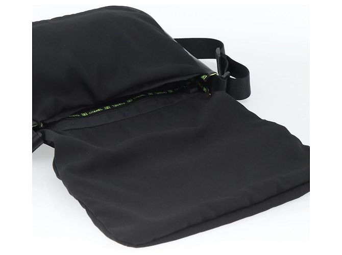 Borsa a tracolla CHANEL Sports Line Nylon Nero Argento CC Auth 186205SAV - vista 10