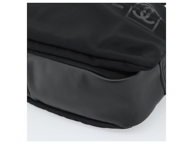Borsa a tracolla CHANEL Sports Line Nylon Nero Argento CC Auth 186205SAV - vista 9