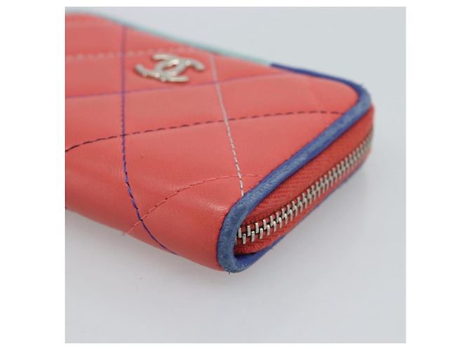 CHANEL Matelassé Münzbeutel Lammfell Rosa Silber CC Authentisch 185777A Pink - Ansicht 14