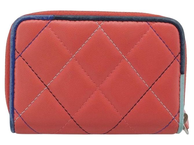 CHANEL Matelassé Münzbeutel Lammfell Rosa Silber CC Authentisch 185777A Pink - Ansicht 2