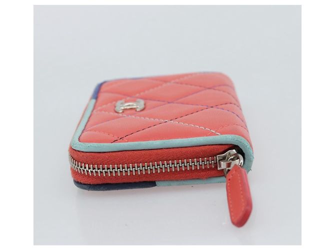 CHANEL Matelassé Münzbeutel Lammfell Rosa Silber CC Authentisch 185777A Pink - Ansicht 3