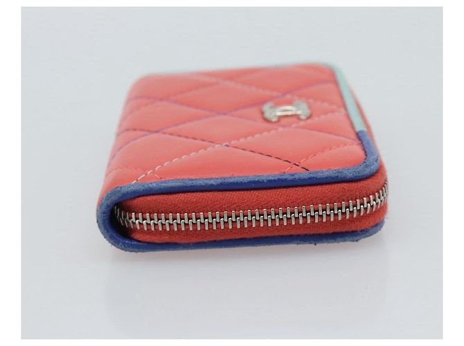 CHANEL Matelassé Münzbeutel Lammfell Rosa Silber CC Authentisch 185777A Pink - Ansicht 4