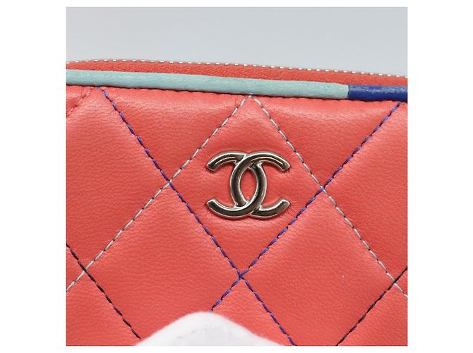 CHANEL Matelassé Münzbeutel Lammfell Rosa Silber CC Authentisch 185777A Pink - Ansicht 8