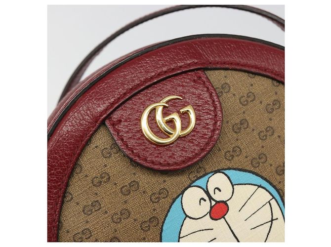 Borsa GUCCI Collaborazione Doraemon Micro GG Supreme PVC Beige 625216 Auth 185736M D'oro - vista 18