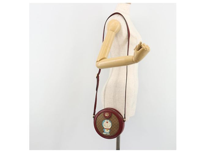 Borsa GUCCI Collaborazione Doraemon Micro GG Supreme PVC Beige 625216 Auth 185736M D'oro - vista 24
