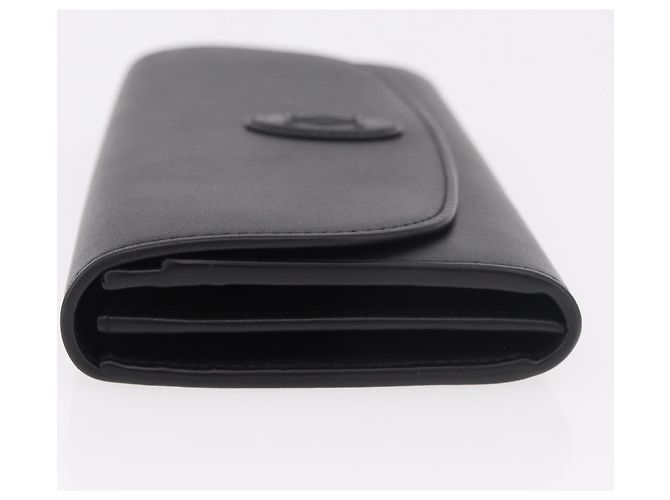 Cartier Cartera Larga de Cuero Negro Oro Auth 186137V Dorado - vista 4