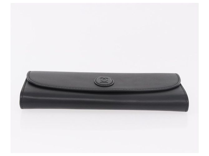 Cartier Cartera Larga de Cuero Negro Oro Auth 186137V Dorado - vista 6