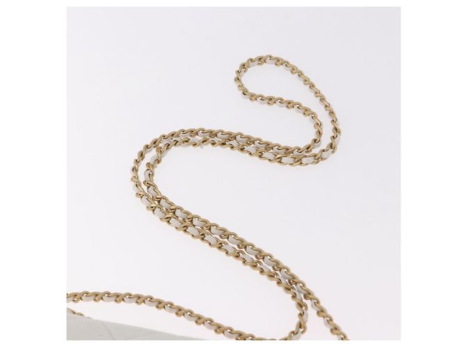 CHANEL Matelasse Chain Shoulder Bag Lamb Skin 2way White Gold CC Auth 185768SAM Bianco D'oro - vista 15
