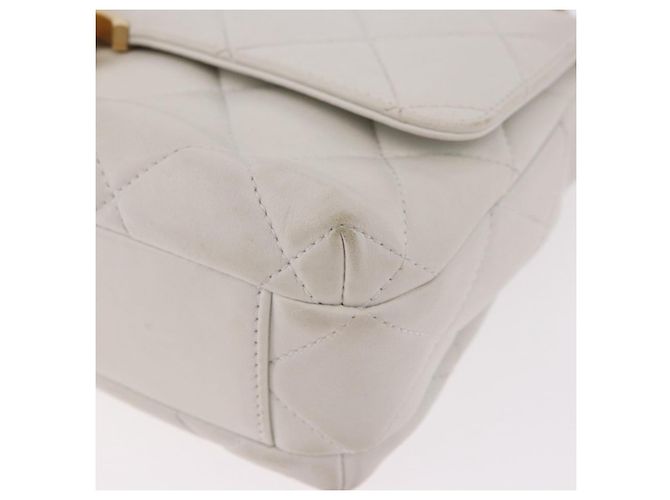 CHANEL Matelasse Chain Shoulder Bag Lamb Skin 2way White Gold CC Auth 185768SAM Bianco D'oro - vista 17