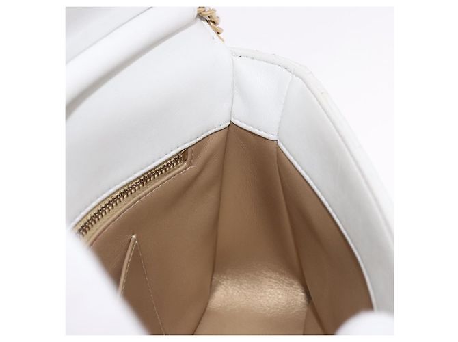 CHANEL Matelasse Chain Shoulder Bag Lamb Skin 2way White Gold CC Auth 185768SAM Bianco D'oro - vista 26