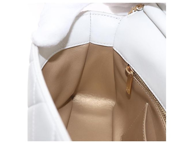 CHANEL Matelasse Chain Shoulder Bag Lamb Skin 2way White Gold CC Auth 185768SAM Bianco D'oro - vista 27