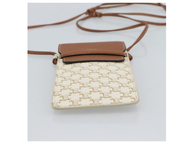 Céline CELINE Triomphe Shoulder Pouch Bag PVC White Auth ka4775V Bianco - vista 5