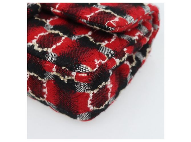 CHANEL Matelasse25 Double Flap Chain Bag Tweed Red Silver CC Auth 187053SAM Argento Rosso - vista 15