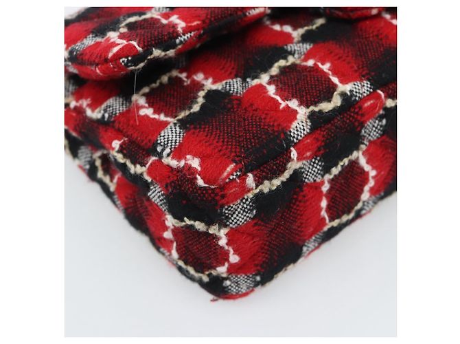CHANEL Matelasse25 Double Flap Chain Bag Tweed Red Silver CC Auth 187053SAM Argento Rosso - vista 16