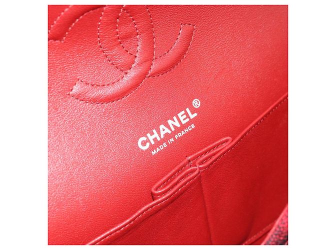 CHANEL Matelasse25 Double Flap Chain Bag Tweed Red Silver CC Auth 187053SAM Argento Rosso - vista 19