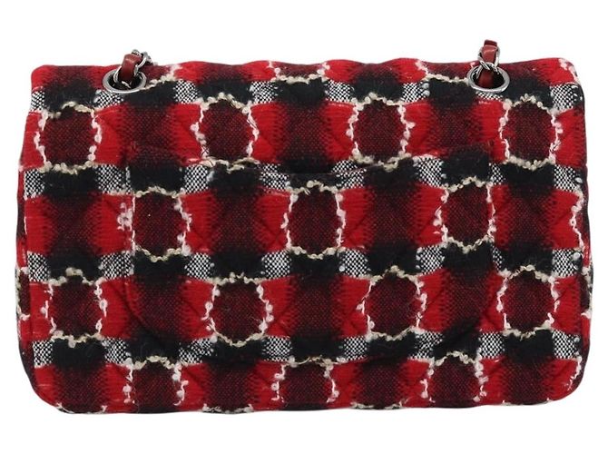 CHANEL Matelasse25 Double Flap Chain Bag Tweed Red Silver CC Auth 187053SAM Argento Rosso - vista 2