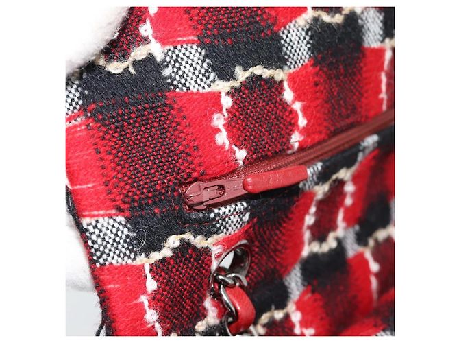 CHANEL Matelasse25 Double Flap Chain Bag Tweed Red Silver CC Auth 187053SAM Argento Rosso - vista 25
