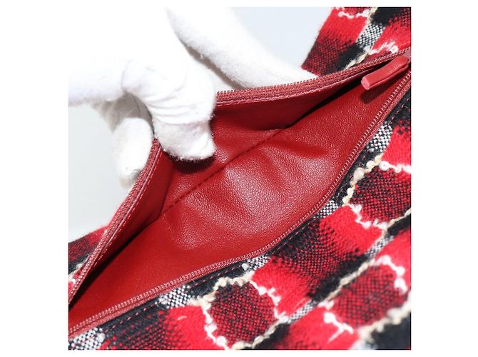CHANEL Matelasse25 Double Flap Chain Bag Tweed Red Silver CC Auth 187053SAM Argento Rosso - vista 26