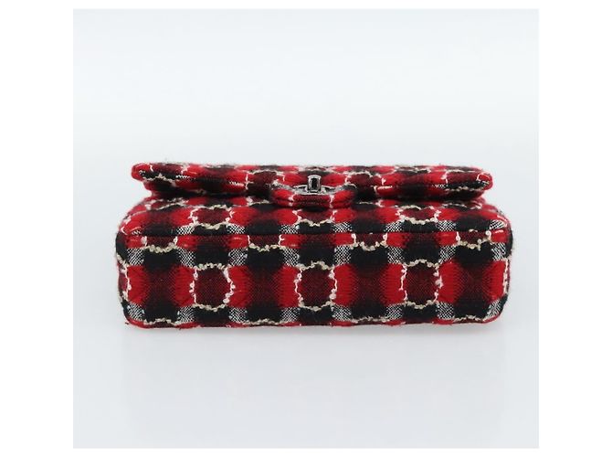 CHANEL Matelasse25 Double Flap Chain Bag Tweed Red Silver CC Auth 187053SAM Argento Rosso - vista 5