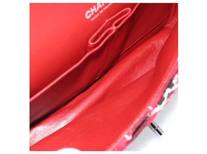 CHANEL Matelasse25 Double Flap Chain Bag Tweed Red Silver CC Auth 187053SAM Argento Rosso - vista 9
