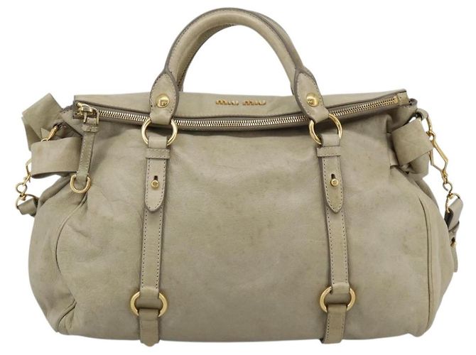 Borsa Miu Miu in pelle 2way Beige Gold Auth 187673V D'oro - vista 13