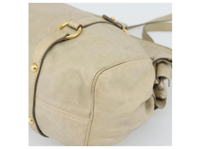 Borsa Miu Miu in pelle 2way Beige Gold Auth 187673V D'oro - vista 16