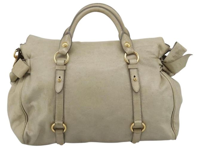 Borsa Miu Miu in pelle 2way Beige Gold Auth 187673V D'oro - vista 2