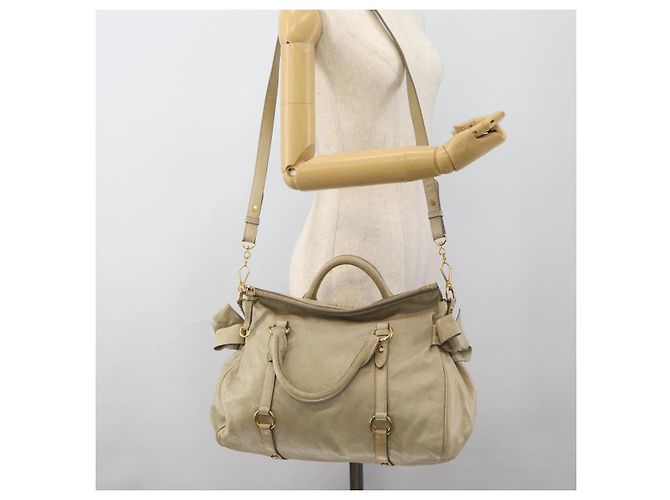Borsa Miu Miu in pelle 2way Beige Gold Auth 187673V D'oro - vista 26