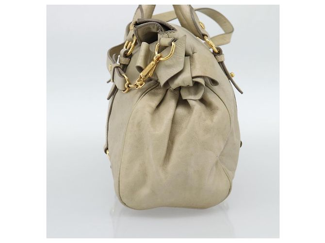 Borsa Miu Miu in pelle 2way Beige Gold Auth 187673V D'oro - vista 4