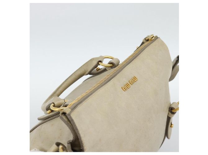Borsa Miu Miu in pelle 2way Beige Gold Auth 187673V D'oro - vista 6