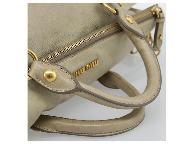 Borsa Miu Miu in pelle 2way Beige Gold Auth 187673V D'oro - vista 8