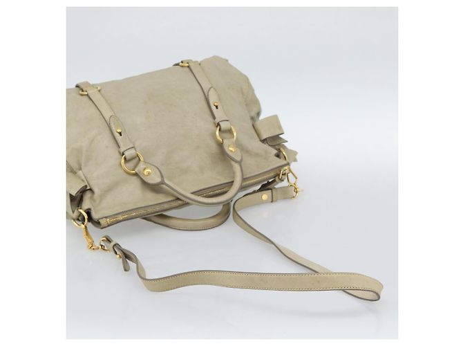 Borsa Miu Miu in pelle 2way Beige Gold Auth 187673V D'oro - vista 9
