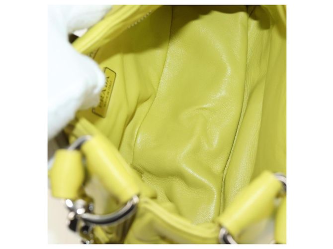 Borsa PRADA in pelle 2way Giallo Argento Auth 184870SAM - vista 10