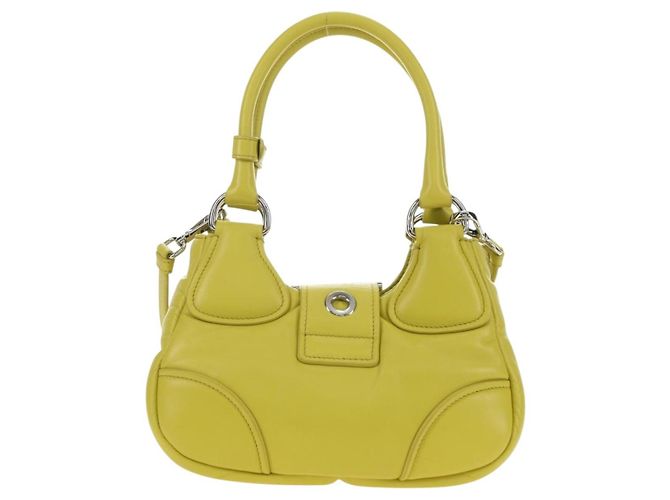 Borsa PRADA in pelle 2way Giallo Argento Auth 184870SAM - vista 2