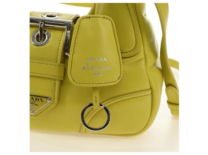 Borsa PRADA in pelle 2way Giallo Argento Auth 184870SAM - vista 21