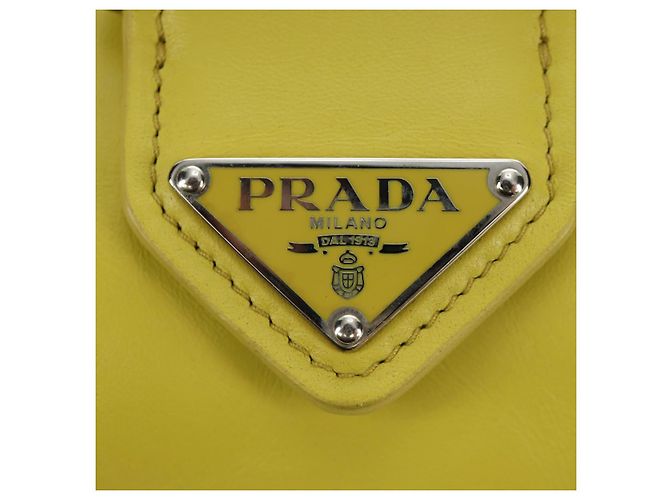 Borsa PRADA in pelle 2way Giallo Argento Auth 184870SAM - vista 22