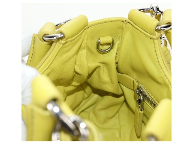 Borsa PRADA in pelle 2way Giallo Argento Auth 184870SAM - vista 26
